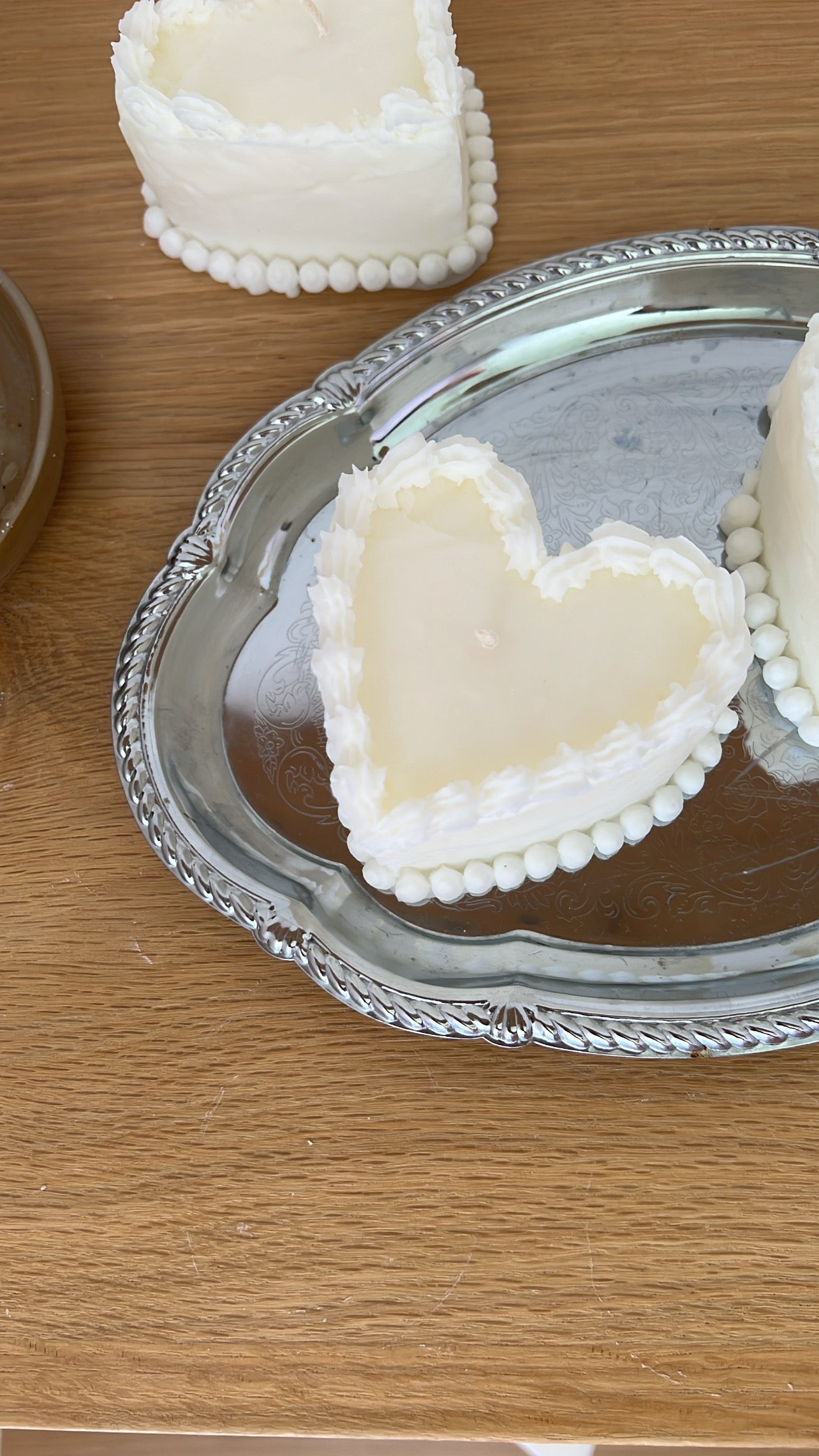 Heart-shaped cake candle