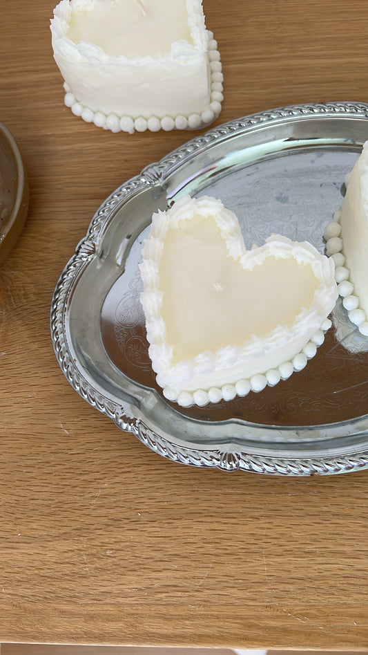 Heart-shaped cake candle